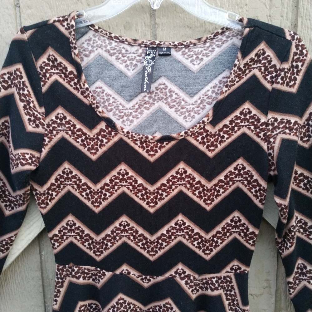 Feathers short black leopard print dress - Picture 3 of 5